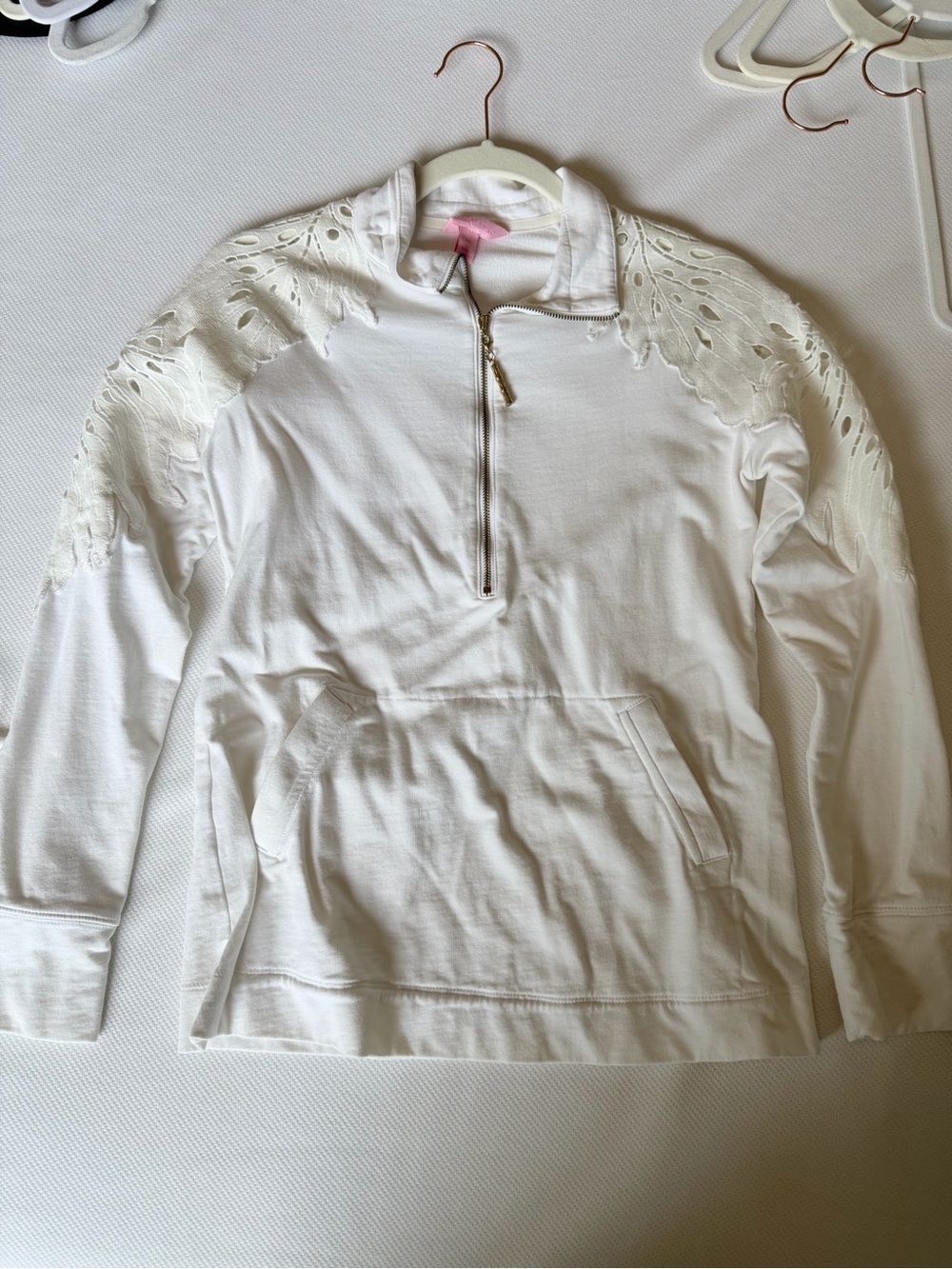 Lilly Pulitzer White Zip-Front Pullover with Silver Hardware